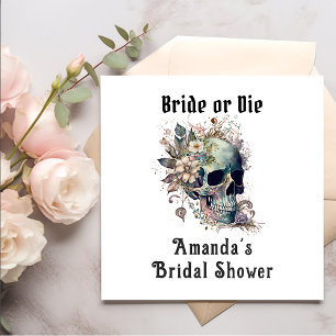 Dark Moody Floral Skull Gothic Bridal Shower Napkin