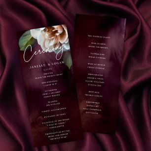 Dark + Moody Floral Wedding Ceremony Program Invitation