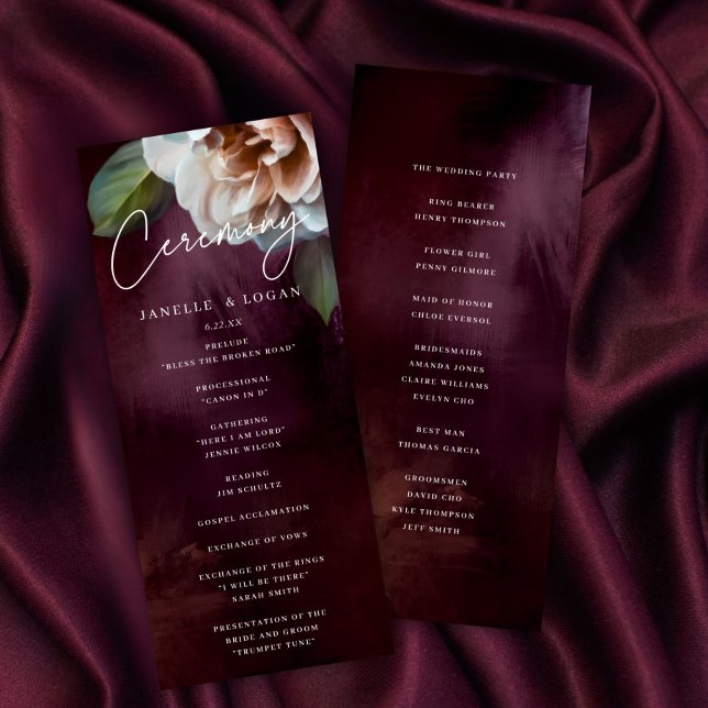 Dark + Moody Floral Wedding Ceremony Program Invitation (Creator Uploaded)