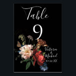 Dark & Moody Floral Wedding table number cards<br><div class="desc">Elegant Rembrandt inspired Dutch master floral botanical arrangement against a dark background. Wedding table number cards. Back and front are the same. Many matching items on this design. You must make each table number, so if you need 10 tables, make 1 through 10. To make more changes go to Personalise...</div>