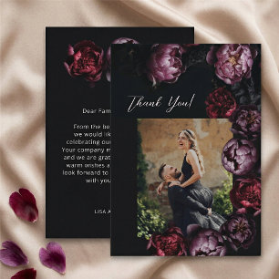 Dark Moody Floral Wedding Thank You Card