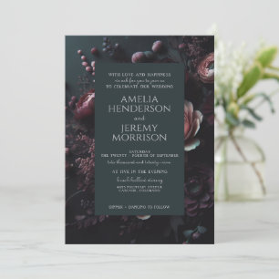 Dark Moody Floral with QR Code Invitation