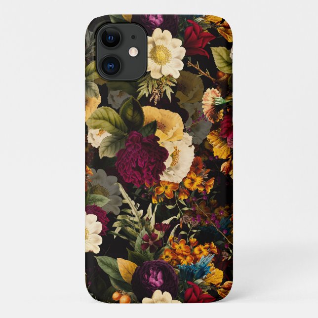 Dark Moody Florals Antique Winter Flowers Case-Mate iPhone Case (Back)