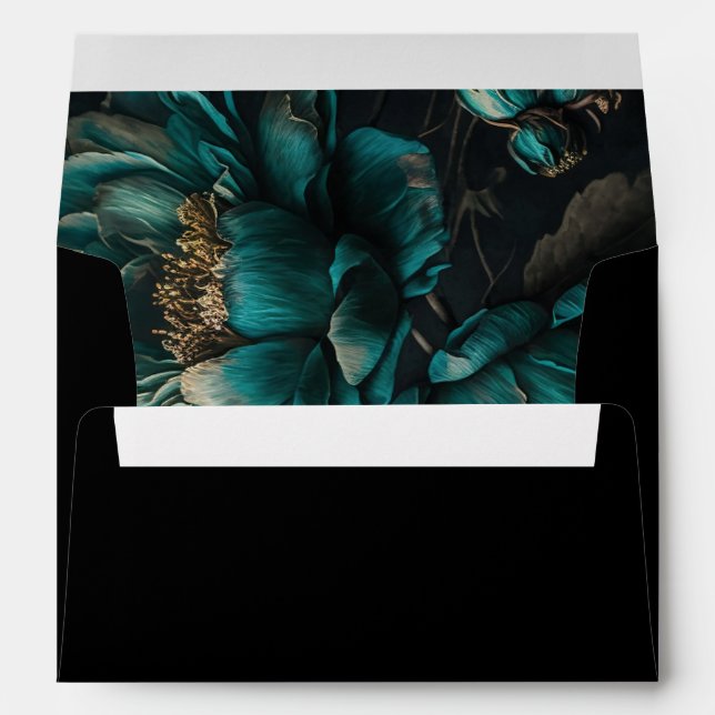 Dark Moody Florals Gothic Halloween Wedding Envelope (Back (Bottom))