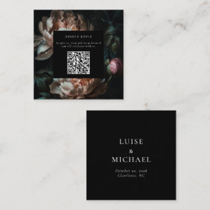 Dark Moody Florals Wedding RSVP QR Code Enclosure Card