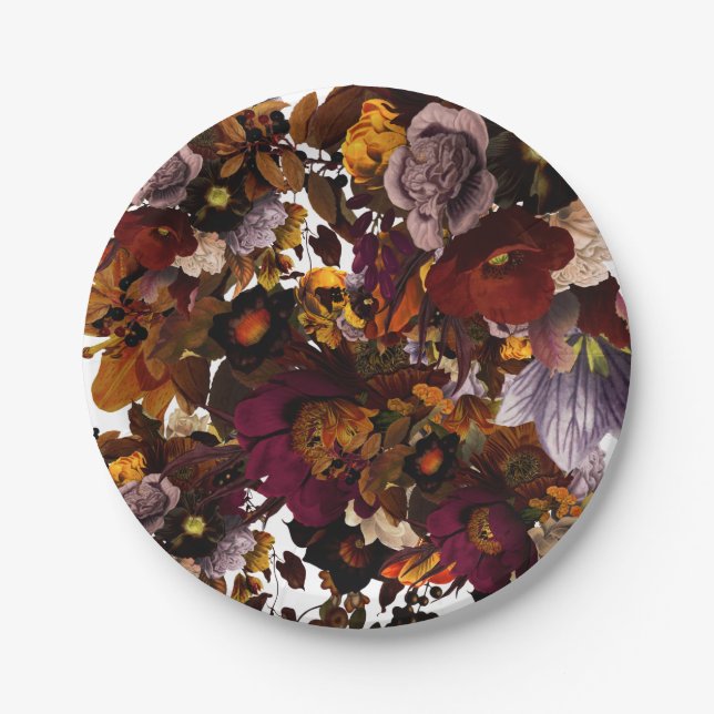 Dark Moody Flower Paper Plate (Front)