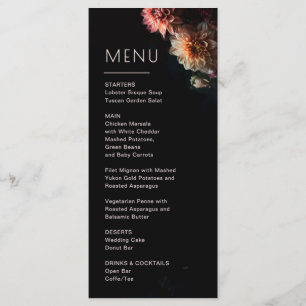 Dark Moody Flowers Chrysanthemum Wedding Menu