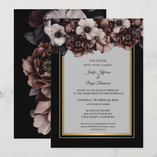Dark moody flowers Photo Gothic wedding Invitation