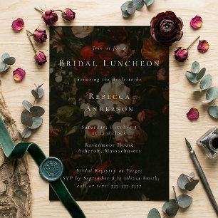 Dark Moody Flowers Romantic Wedding Bridal Shower Invitation