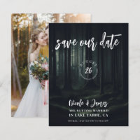 Dark Moody Forest Trees at Twilight Save the Date