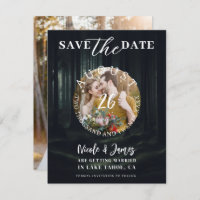 Dark Moody Forest Trees at Twilight Save the Date