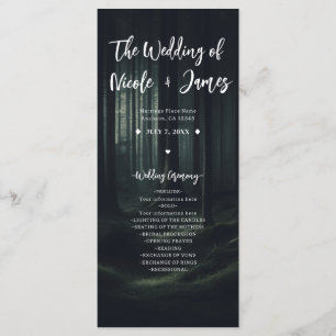 Dark Moody Forest Trees Twilight Wedding Program Programme