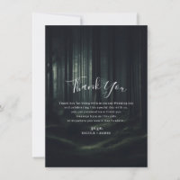 Dark Moody Forest Trees Twilight Wedding Thank You