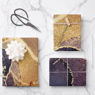 Dark Moody Gold Purple Abstract Wrapping Paper Sheet