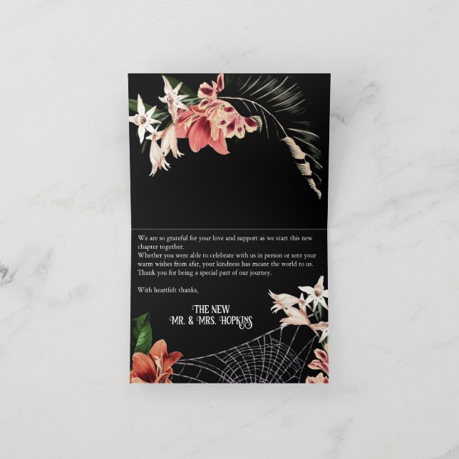 Dark Moody Goth Floral Folded Thank You Card (Inside)
