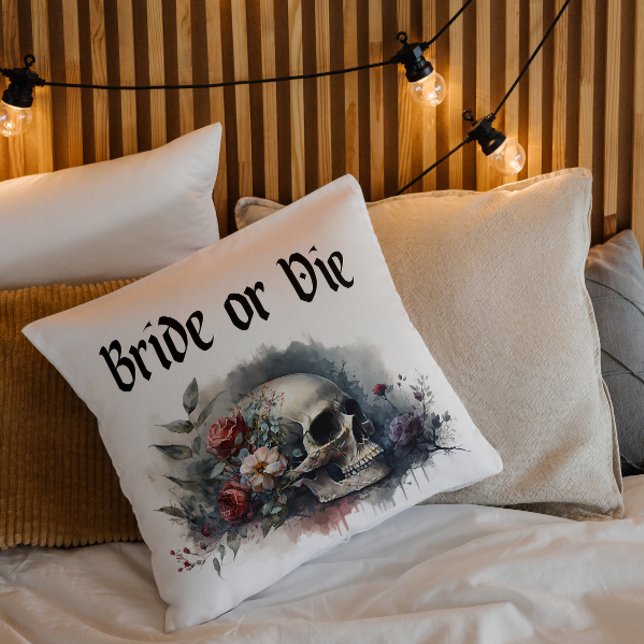 Dark Moody Gothic Bride or Die Bridal Shower Cushion (Creator Uploaded)