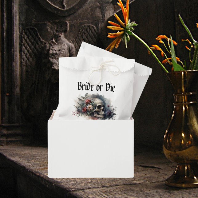 Dark Moody Gothic Bride or Die Bridal Shower Favour Bags (Creator Uploaded)