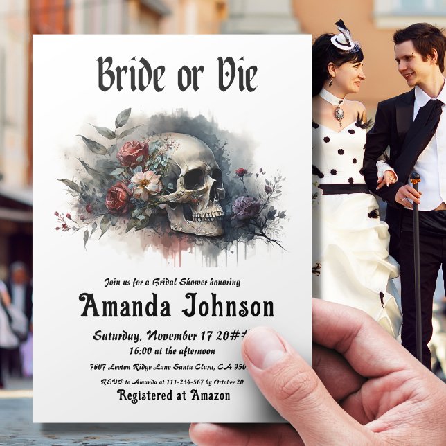 Dark Moody Gothic Bride or Die Bridal Shower Invitation (Creator Uploaded)