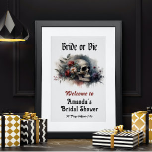 Dark Moody Gothic Bride or Die Bridal Shower Poster