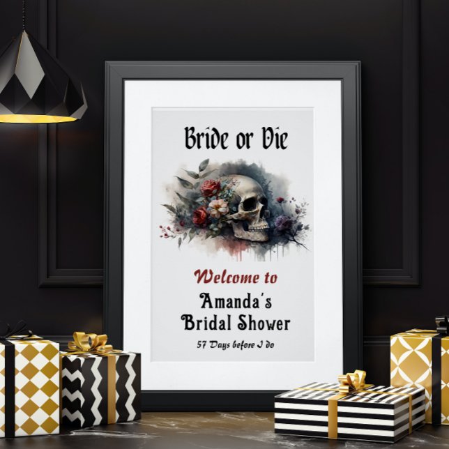 Dark Moody Gothic Bride or Die Bridal Shower Poster (Creator Uploaded)