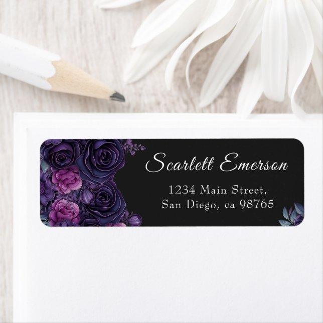 Dark Moody Gothic Florals Bridal Shower Address (Insitu)