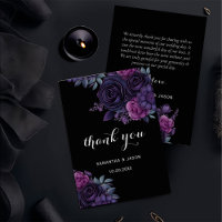 Dark Moody Gothic Florals Wedding Thank You Card