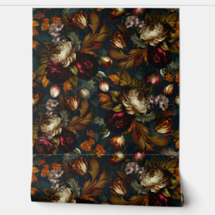 Dark Moody Gothic Vintage Floral Garden Wallpaper