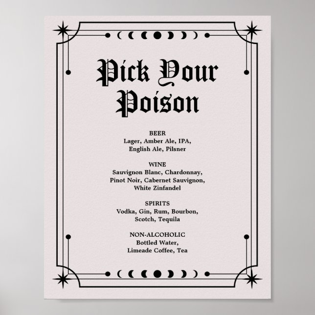 Dark Moody Halloween Wedding Bar Sign (Front)
