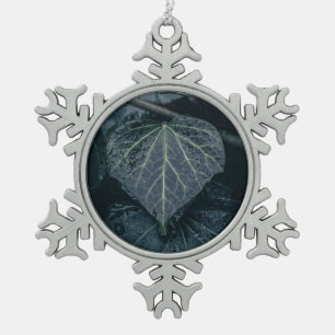 Dark Moody Ivy Nature Photo Snowflake Pewter Christmas Ornament