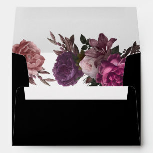Dark Moody Maroon & Burgundy Black Floral Wedding Envelope