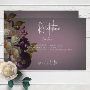 Dark Moody Mauve Floral Modern Reception Enclosure Card