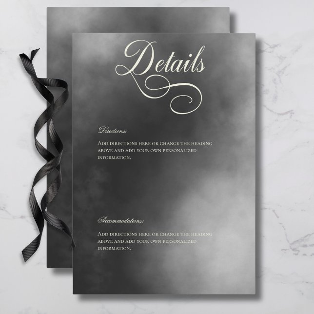 Dark Moody Midnight Black Fog Wedding Details Enclosure Card (Dark Moody Midnight Black Fog Wedding Details Enclosure Card)