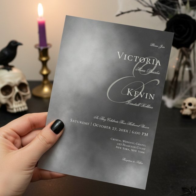 Dark Moody Midnight Black Fog Wedding Invitation (Creator Uploaded)