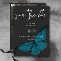 Dark Moody Minimal Teal Moth Photo Wedding