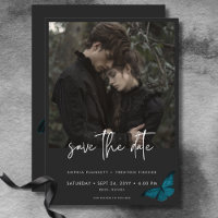 Dark Moody Minimal Teal Moth Photo Wedding