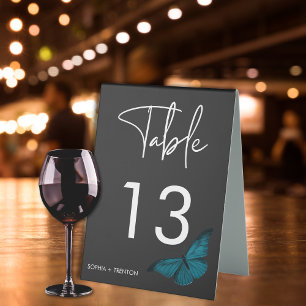 Dark Moody Minimal Teal Moth Wedding