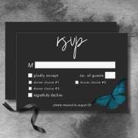 Dark Moody Minimal Teal Moth Wedding Dinner
