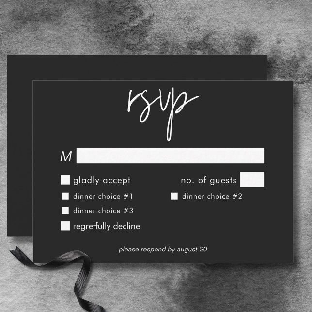 Dark Moody Minimal Wedding Dinner RSVP Card (Dark Moody Minimal Wedding Dinner RSVP Card)