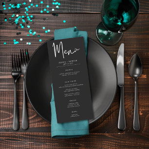 Dark Moody Minimal Wedding Menu