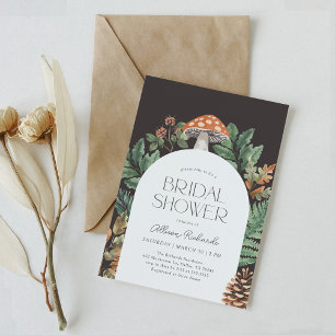Dark Moody Mushroom Forest Bridal Shower Invitation