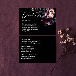 Dark moody noir elegant wedding details enclosure card