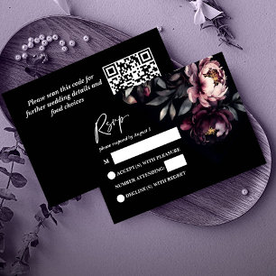 Dark moody noir elegant wedding RSVP card