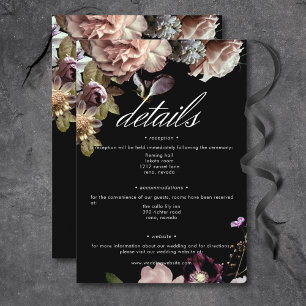Dark Moody Pastel Opulent Floral Black Details Enclosure Card