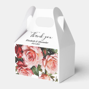 Dark moody pink and red roses wedding favour box