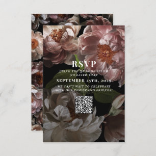 Dark Moody Pink Wedding QR Code Please Reply RSVP 