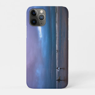 Dark moody purple sky seascape oil painting iPhone 11 pro case