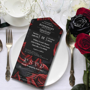 Dark Moody Red and Black Rose Email All In One Invitation