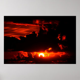 dark moody red sunset sky poster