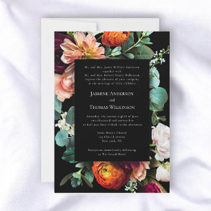 Dark moody romantic dutch floral traditional  invitation