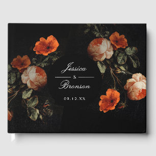 Dark Moody Romantic Floral Dutch Painterly Wedding Guest Book